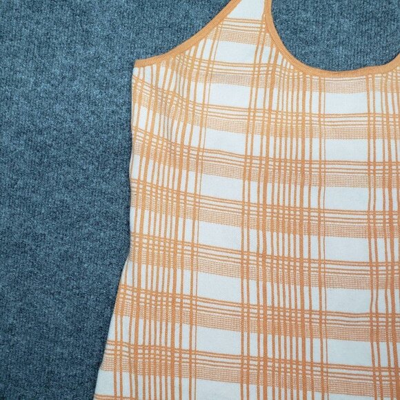 Rue21 Bodycon Dress Womens Plus 3X Orange White Plaid Halter New - Picture 4 of 12